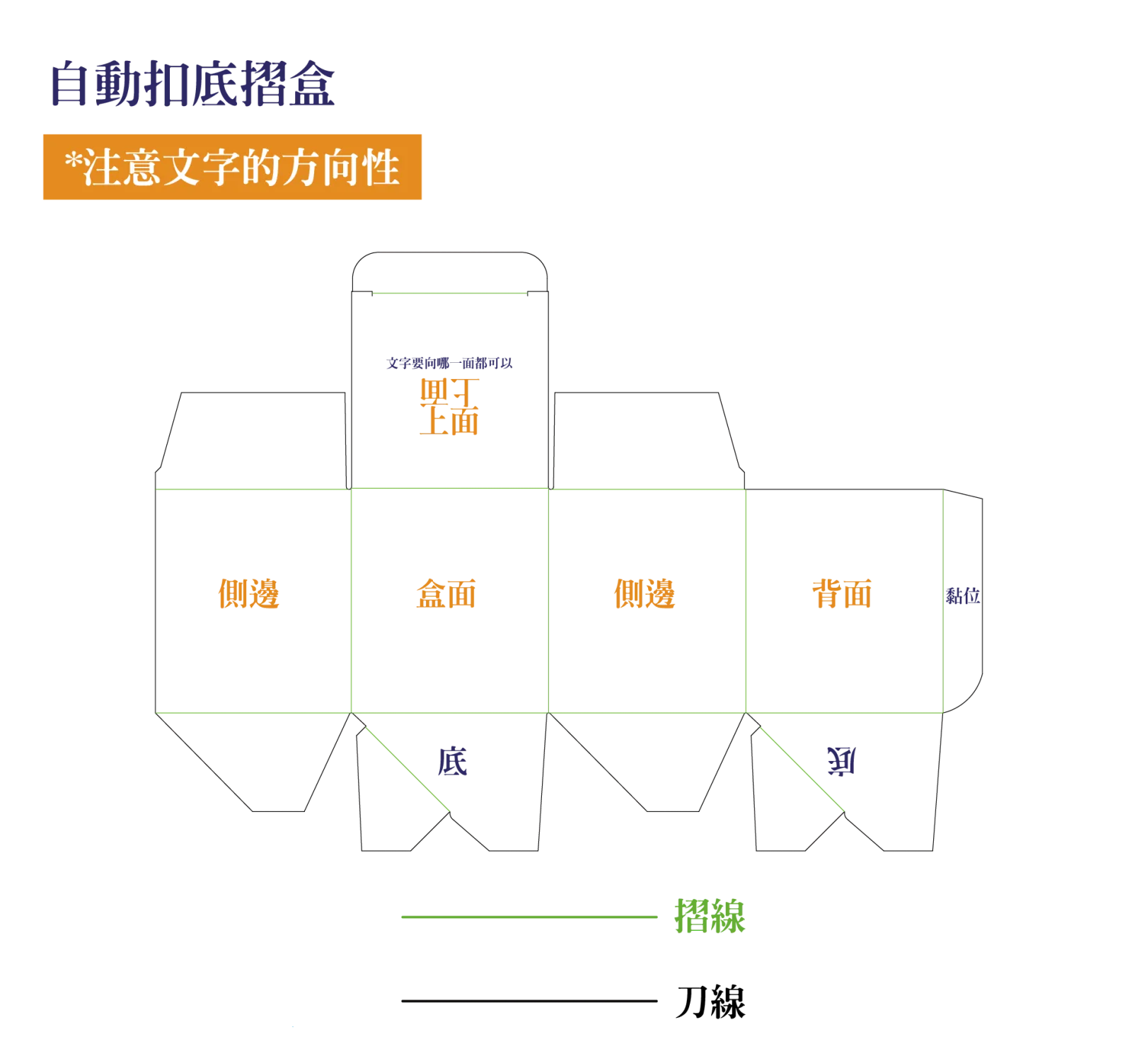 自動扣底摺盒刀模圖