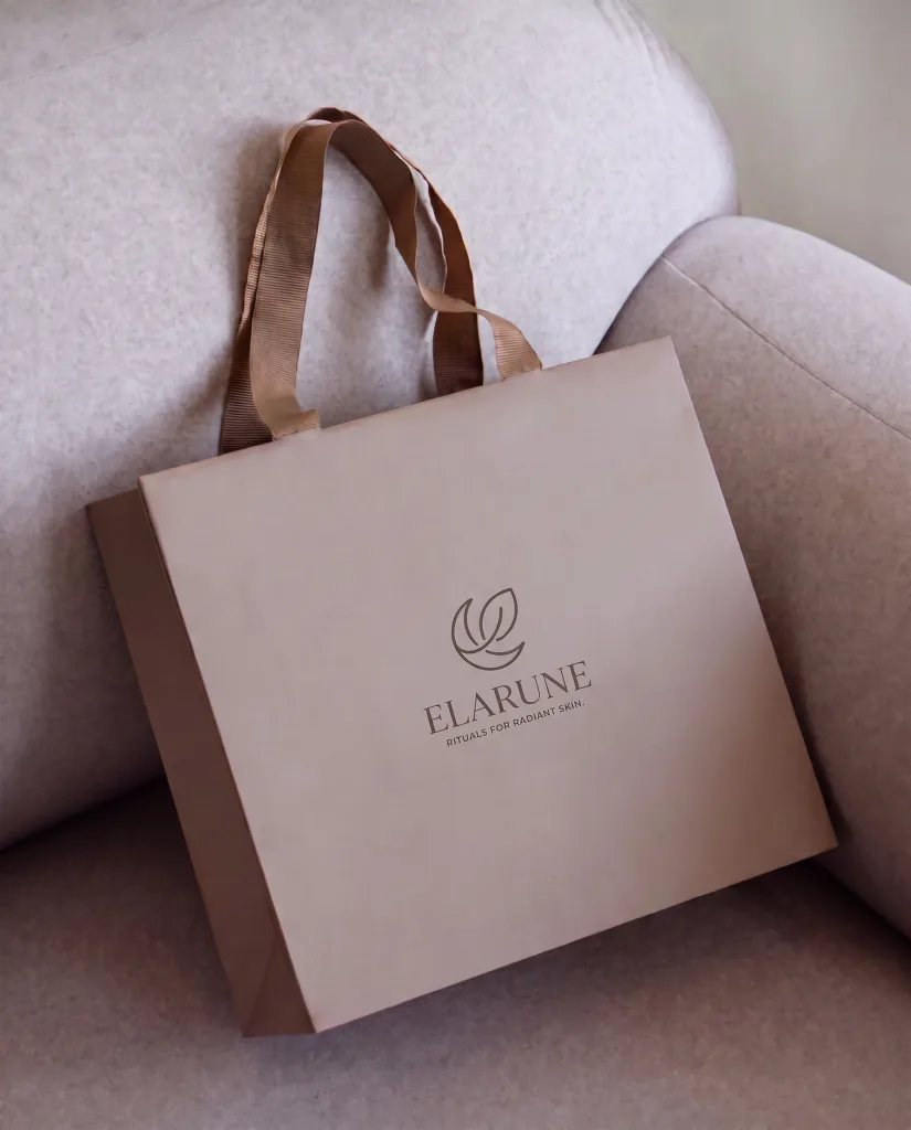 Warm taupe ribbon bag
