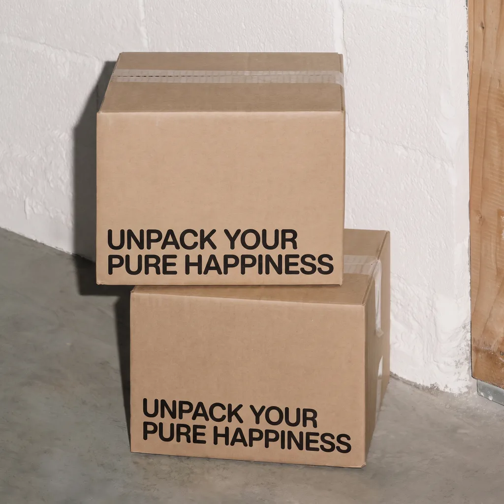 Unboxing slogan carton